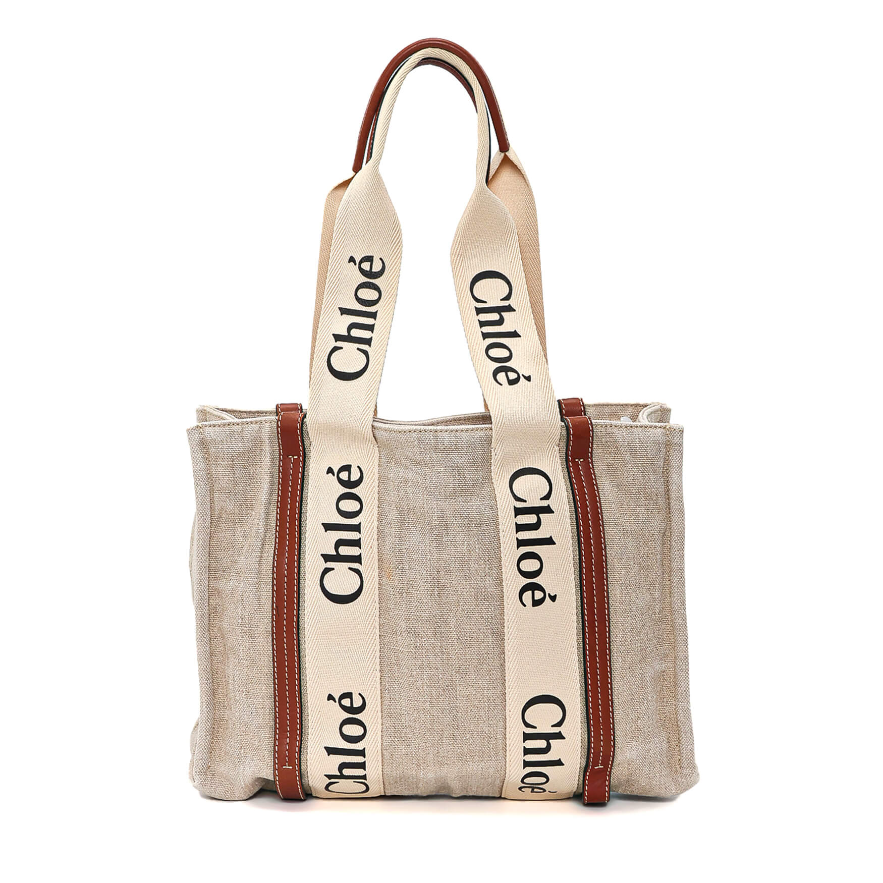 Chloe - Beige Canvas Chloe Logo Tote Bag